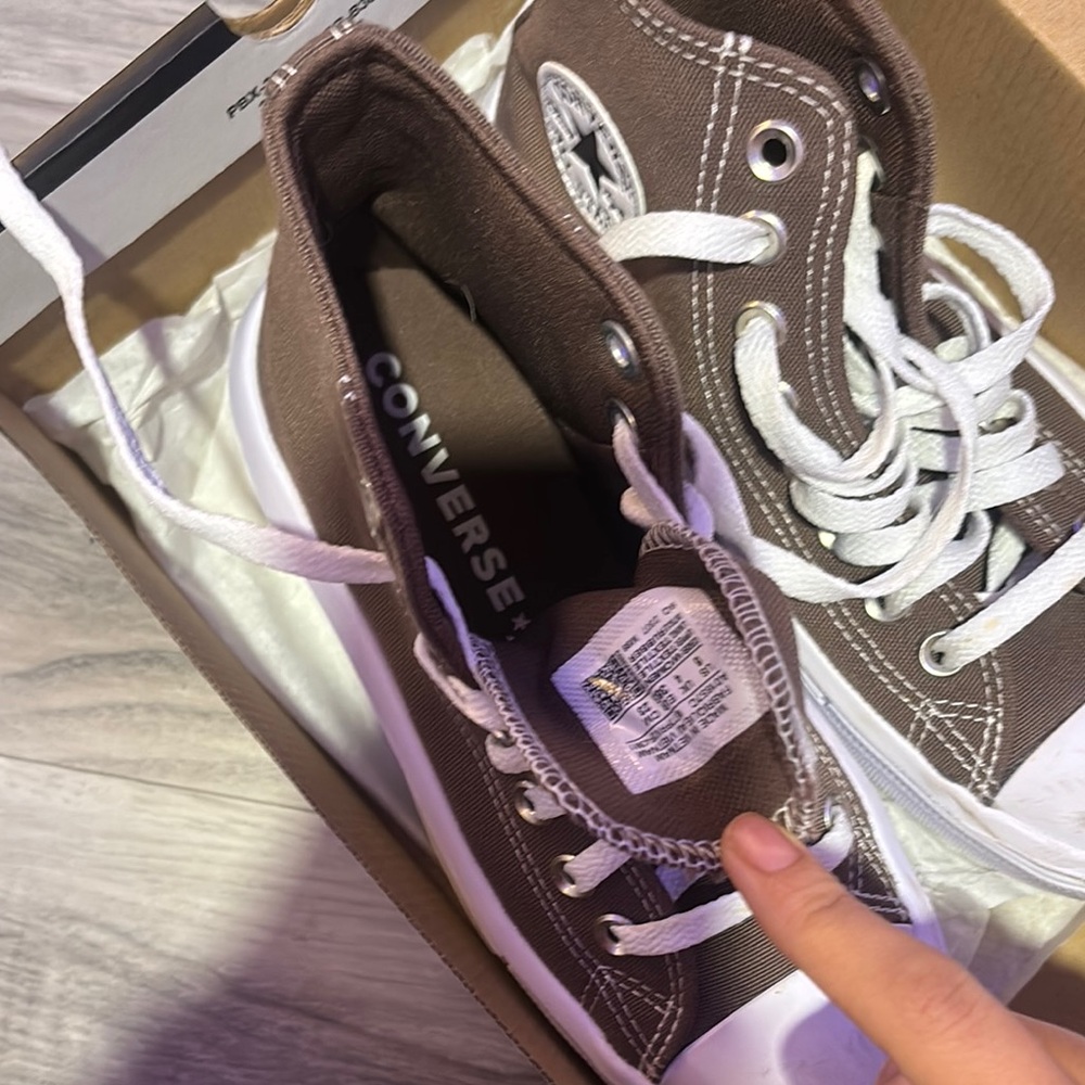 Converse High-Top Sneakers in Brown and White - Picture 3 of 5